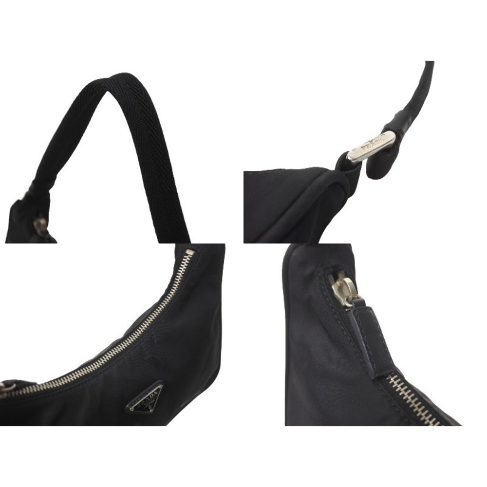 PRADA Hobo Handbag Triangle Logo Black Nylon - Picture 6 of 9